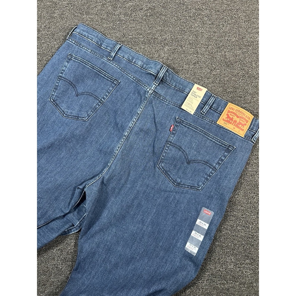 New Levis 541 Athletic Taper Jeans Men's 52x30 Blue Denim Stretch Cotton Western